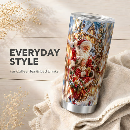 Santa Reindeer Tumbler 20oz, Winter Tumbler, Stainless Steel Travel Cup