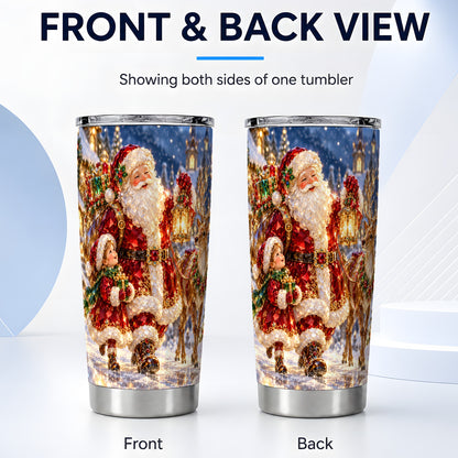 #pl[20oz|Steel] Santa Reindeer Tumbler 20oz, Holiday Tumbler, Stainless Steel Travel Cup