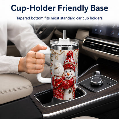 Snowman Hug Tumbler 40oz, Winter Tumbler, Stainless Steel Travel Cup