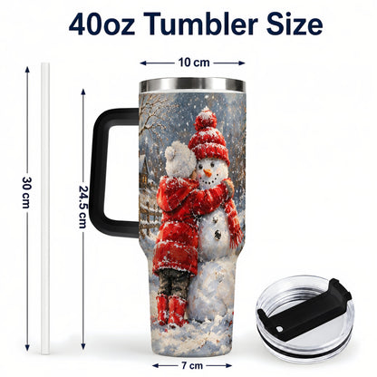 #pl[40oz|Black] Snowman Hug Tumbler 40oz, Snowy Tumbler, Stainless Steel Travel Cup