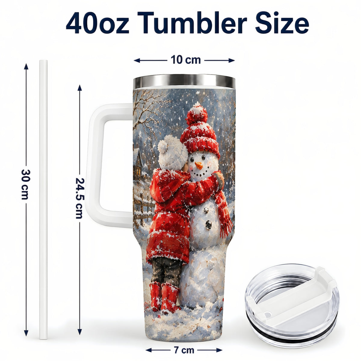 #pl[40oz|White] Snowman Hug Tumbler 40oz, Snowy Tumbler, Stainless Steel Travel Cup