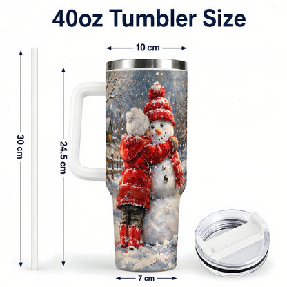 #pl[40oz|White] Snowman Hug Tumbler 40oz, Snowy Tumbler, Stainless Steel Travel Cup