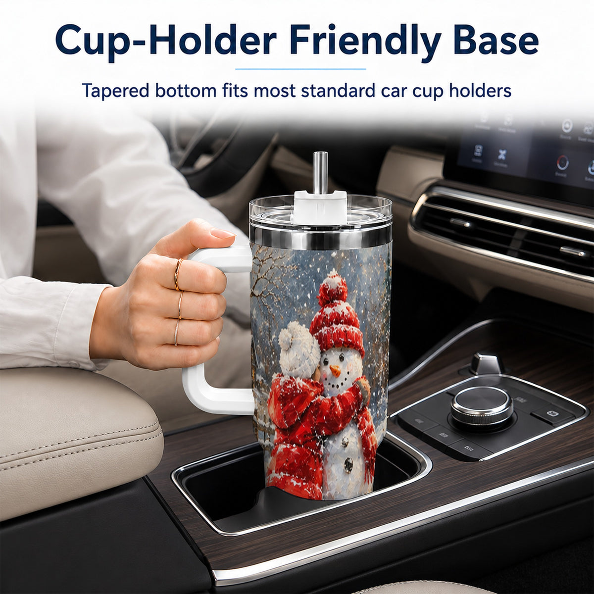 Snowman Hug Tumbler 40oz, Snowy Tumbler, Stainless Steel Travel Cup