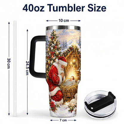 #pl[40oz|Black] Christmas Manger Tumbler 40oz, Santa Tumbler, Stainless Steel Travel Cup
