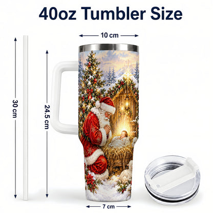 #pl[40oz|White] Christmas Manger Tumbler 40oz, Santa Tumbler, Stainless Steel Travel Cup