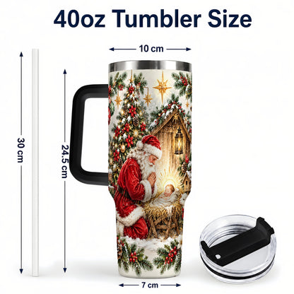 #pl[40oz|Black] Christmas Manger Tumbler 40oz, Santa Tumbler, Stainless Steel Travel Cup