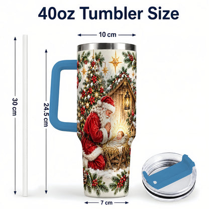 #pl[40oz|Blue] Christmas Manger Tumbler 40oz, Santa Tumbler, Stainless Steel Travel Cup