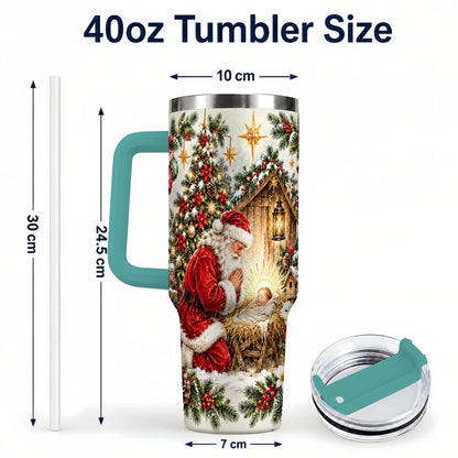 #pl[40oz|Green] Christmas Manger Tumbler 40oz, Santa Tumbler, Stainless Steel Travel Cup