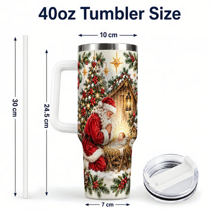 #pl[40oz|White] Christmas Manger Tumbler 40oz, Santa Tumbler, Stainless Steel Travel Cup