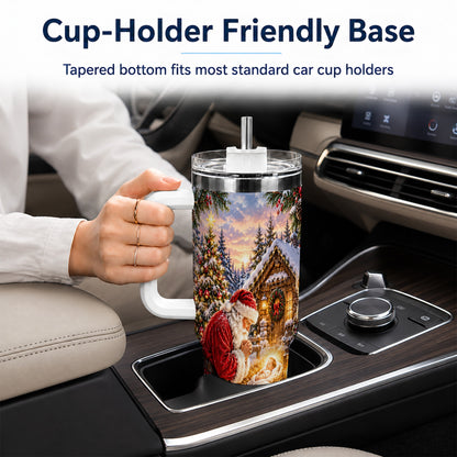 Snowy Santa 40oz Tumbler, Christmas Scene Stainless Steel Travel Cup