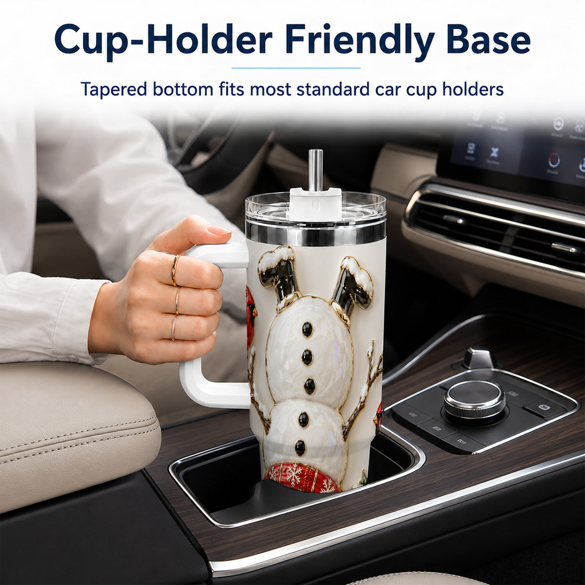 Snowman Cardinal 40oz Tumbler, Winter Bird Stainless Steel Travel Cup