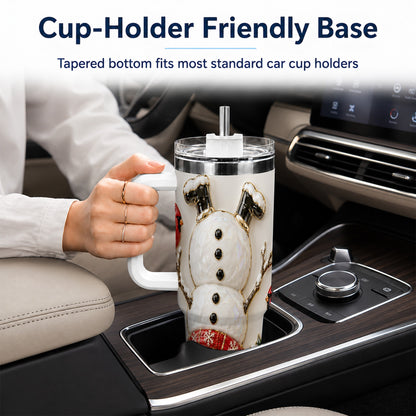 Snowman Cardinal 40oz Tumbler, Winter Bird Stainless Steel Travel Cup