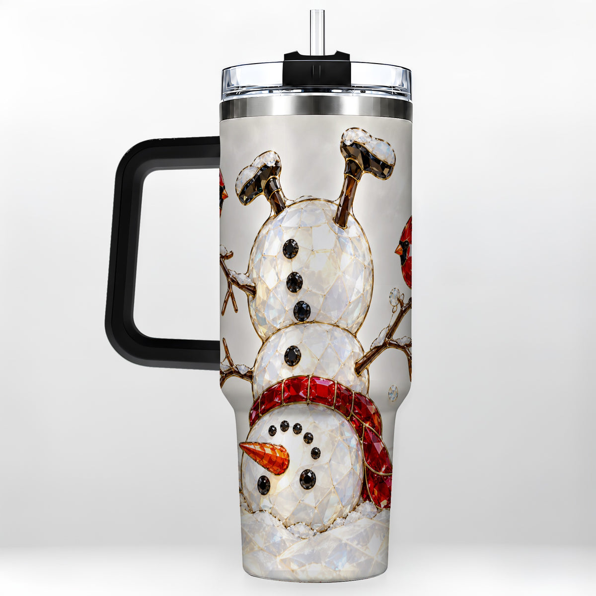 #pl[40oz|Black] Sparkling Snowman 40oz Tumbler, Cardinal Stainless Steel Travel Cup