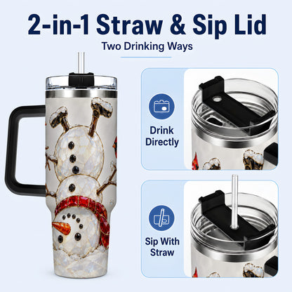 #pl[40oz|Black] Sparkling Snowman 40oz Tumbler, Cardinal Stainless Steel Travel Cup