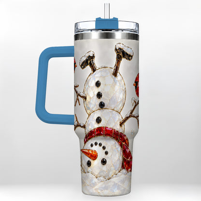 #pl[40oz|Blue] Sparkling Snowman 40oz Tumbler, Cardinal Stainless Steel Travel Cup