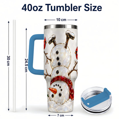 #pl[40oz|Blue] Sparkling Snowman 40oz Tumbler, Cardinal Stainless Steel Travel Cup