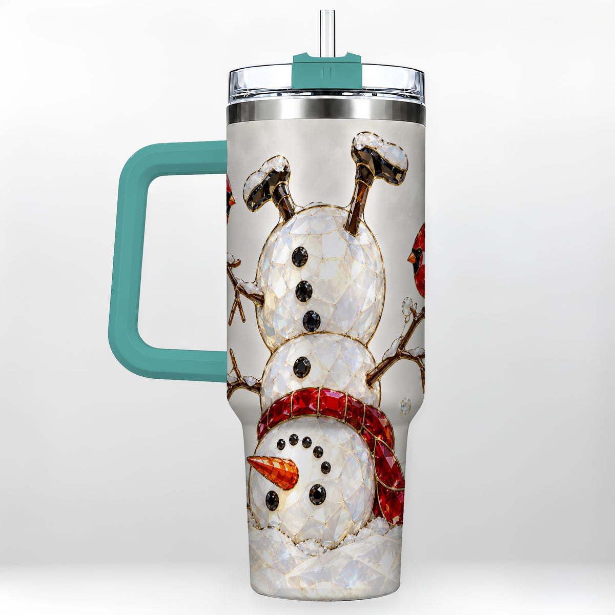 #pl[40oz|Green] Sparkling Snowman 40oz Tumbler, Cardinal Stainless Steel Travel Cup