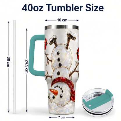 #pl[40oz|Green] Sparkling Snowman 40oz Tumbler, Cardinal Stainless Steel Travel Cup