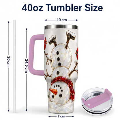 #pl[40oz|Pink] Sparkling Snowman 40oz Tumbler, Cardinal Stainless Steel Travel Cup