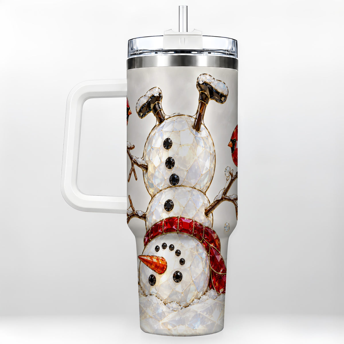 Sparkling Snowman 40oz Tumbler, Cardinal Stainless Steel Travel Cup
