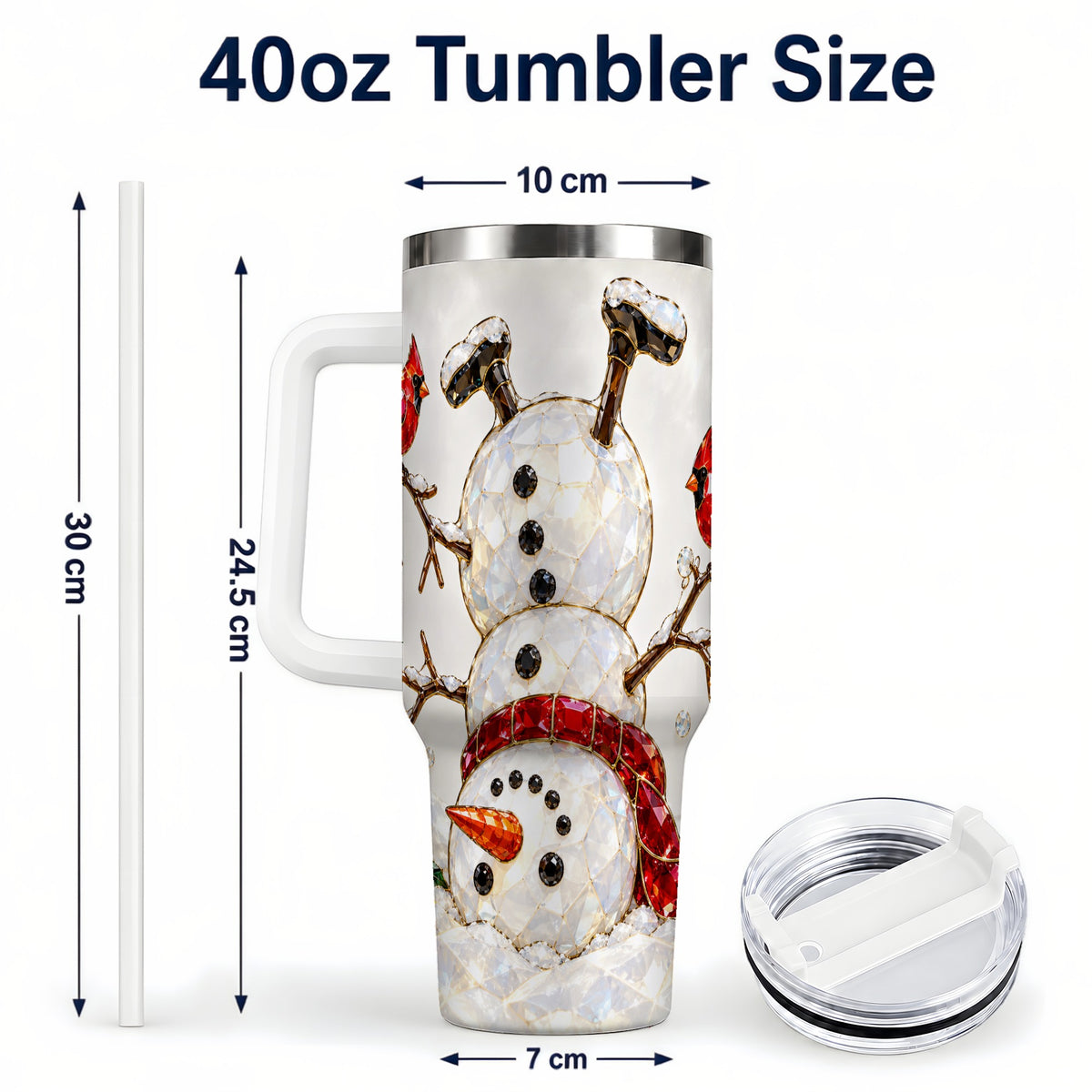 #pl[40oz|White] Sparkling Snowman 40oz Tumbler, Cardinal Stainless Steel Travel Cup