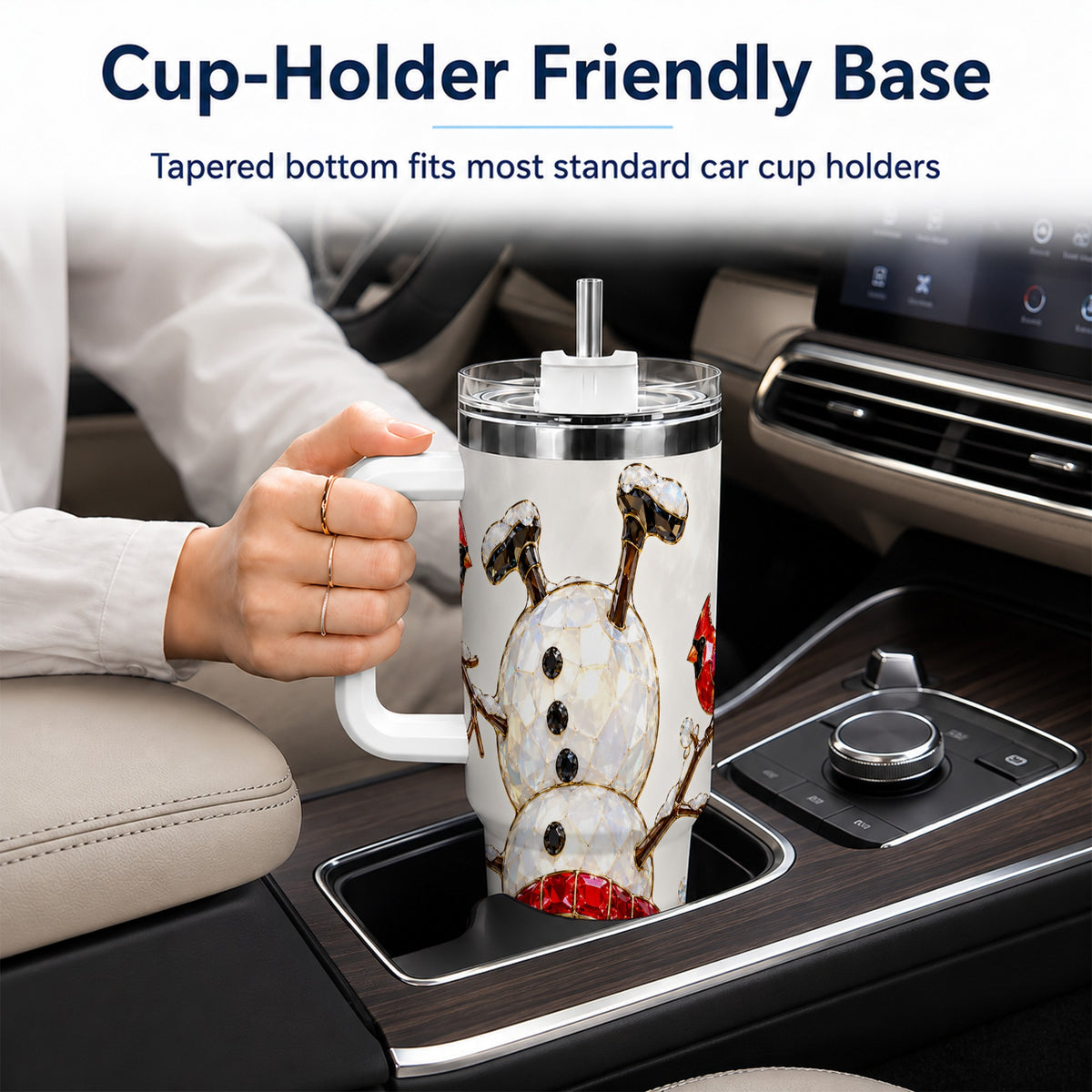 Sparkling Snowman 40oz Tumbler, Cardinal Stainless Steel Travel Cup