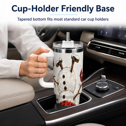 Sparkling Snowman 40oz Tumbler, Cardinal Stainless Steel Travel Cup