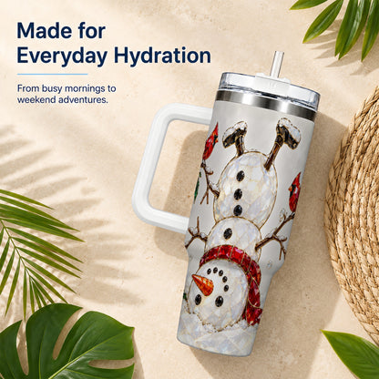 Sparkling Snowman 40oz Tumbler, Cardinal Stainless Steel Travel Cup
