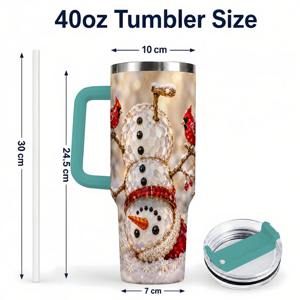 #pl[40oz|Green] Winter Snowman 40oz Tumbler, Red Cardinal Stainless Steel Travel Cup