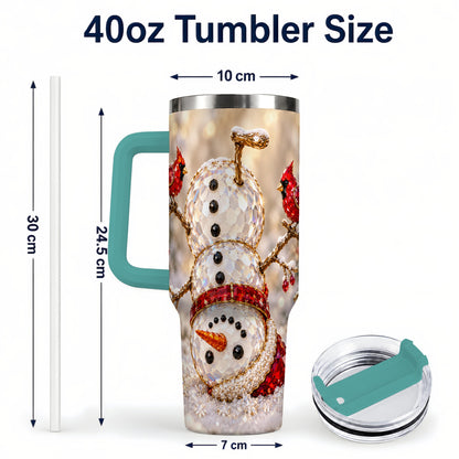 #pl[40oz|Green] Winter Snowman 40oz Tumbler, Red Cardinal Stainless Steel Travel Cup