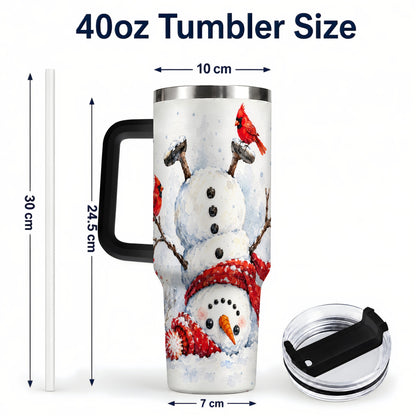 #pl[40oz|Black] Snowman Cardinal 40oz Tumbler, Winter Stainless Steel Travel Cup
