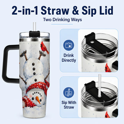 #pl[40oz|Black] Snowman Cardinal 40oz Tumbler, Winter Stainless Steel Travel Cup