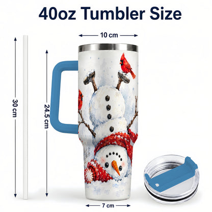 #pl[40oz|Blue] Snowman Cardinal 40oz Tumbler, Winter Stainless Steel Travel Cup