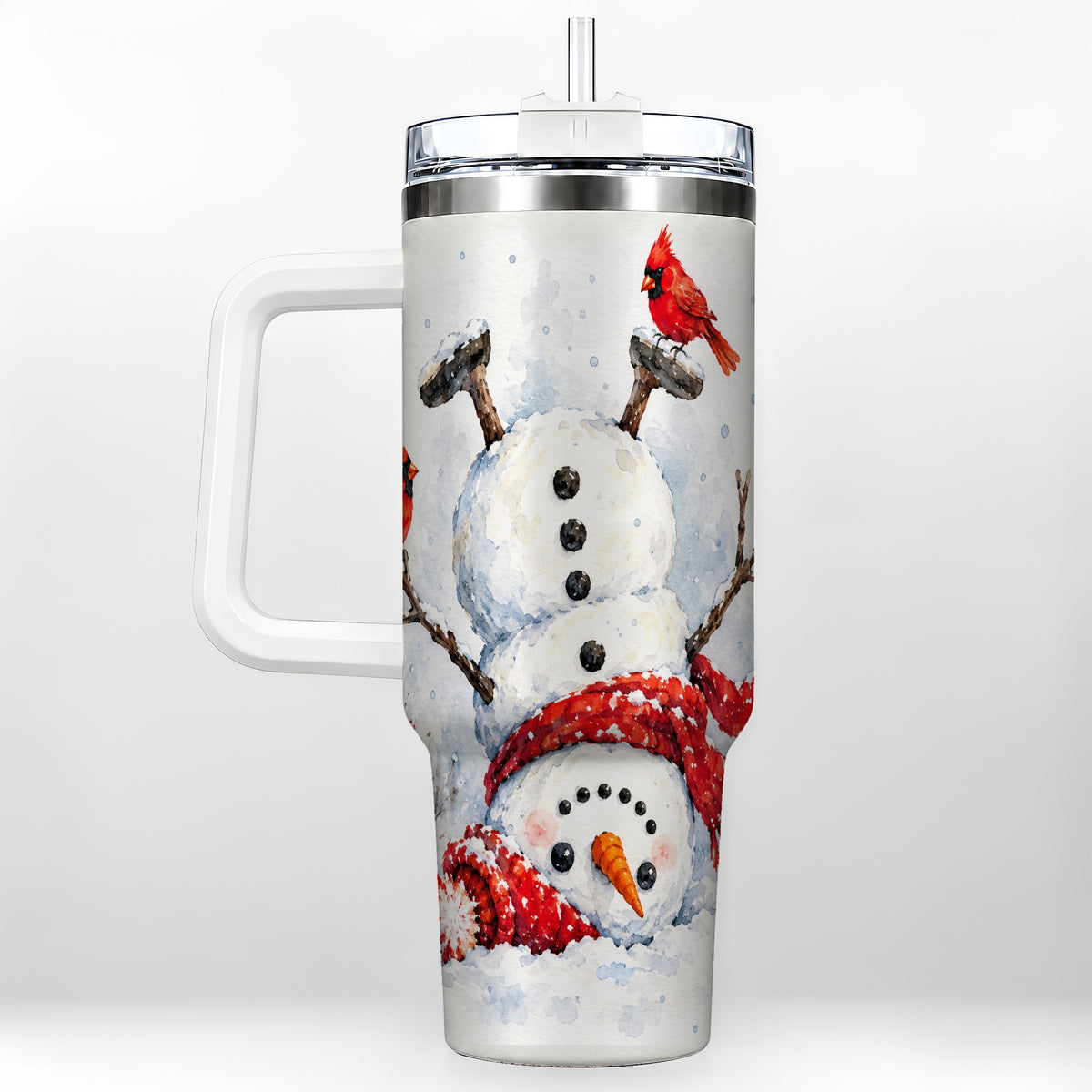 Snowman Cardinal 40oz Tumbler, Winter Stainless Steel Travel Cup