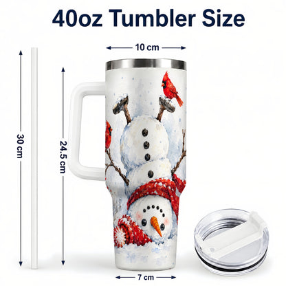 #pl[40oz|White] Snowman Cardinal 40oz Tumbler, Winter Stainless Steel Travel Cup