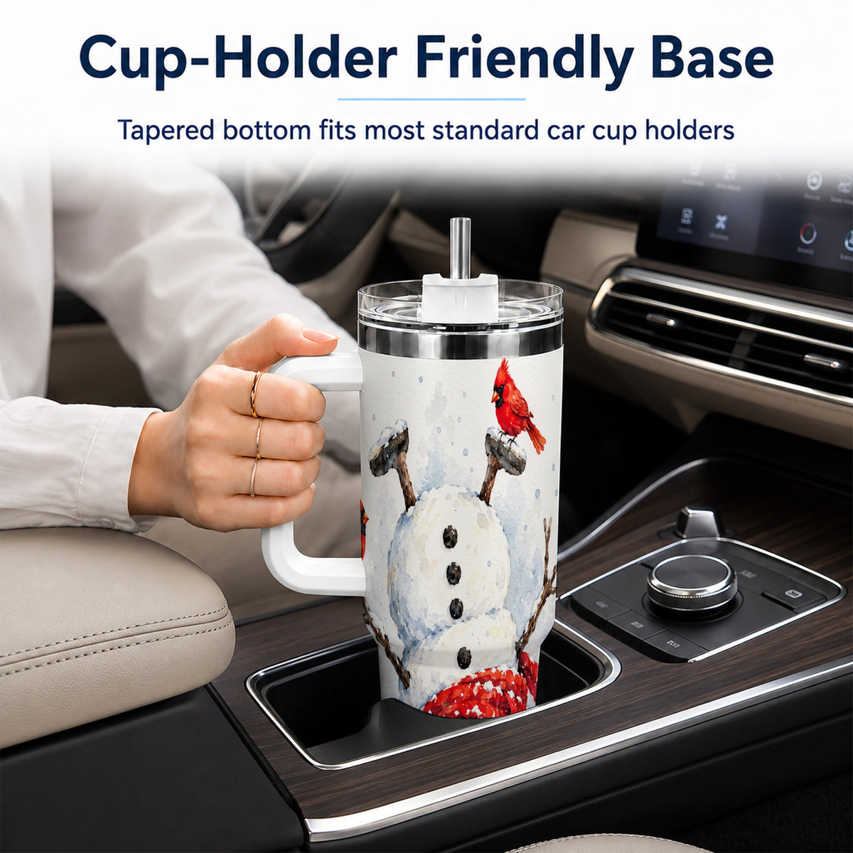 Snowman Cardinal 40oz Tumbler, Winter Stainless Steel Travel Cup