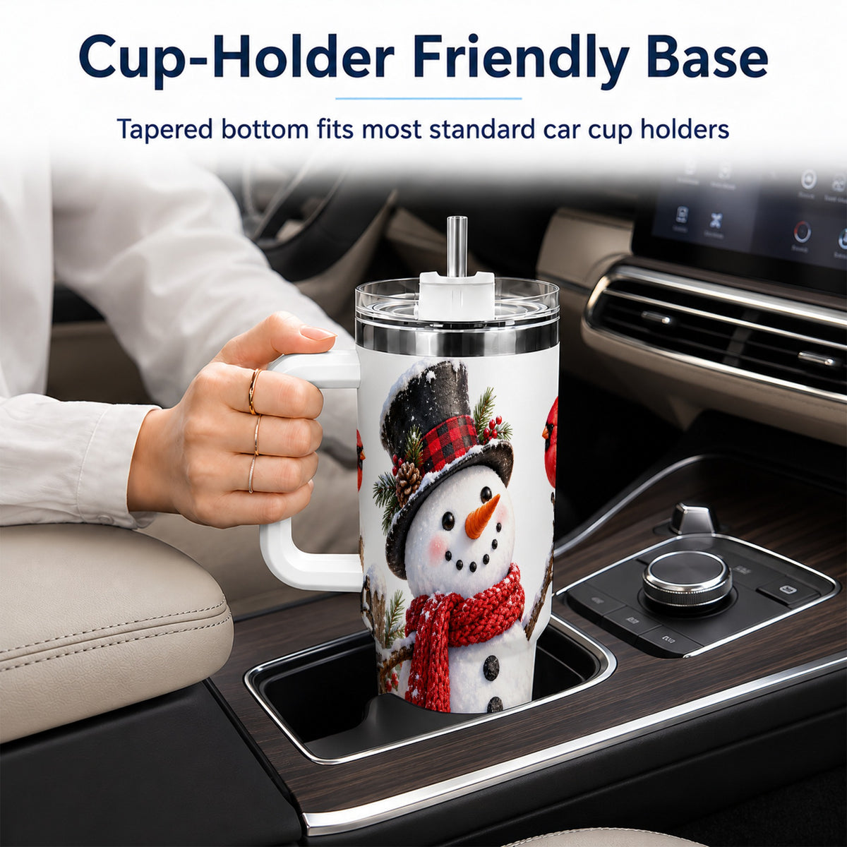 Snowman Cardinal 40oz Tumbler, Holiday Stainless Steel Travel Cup