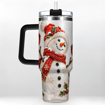 #pl[40oz|Black] Holiday Snowman 40oz Tumbler, Cardinal Stainless Steel Travel Cup