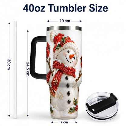 #pl[40oz|Black] Holiday Snowman 40oz Tumbler, Cardinal Stainless Steel Travel Cup