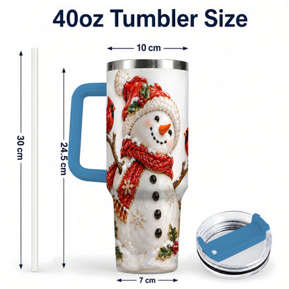 #pl[40oz|Blue] Holiday Snowman 40oz Tumbler, Cardinal Stainless Steel Travel Cup