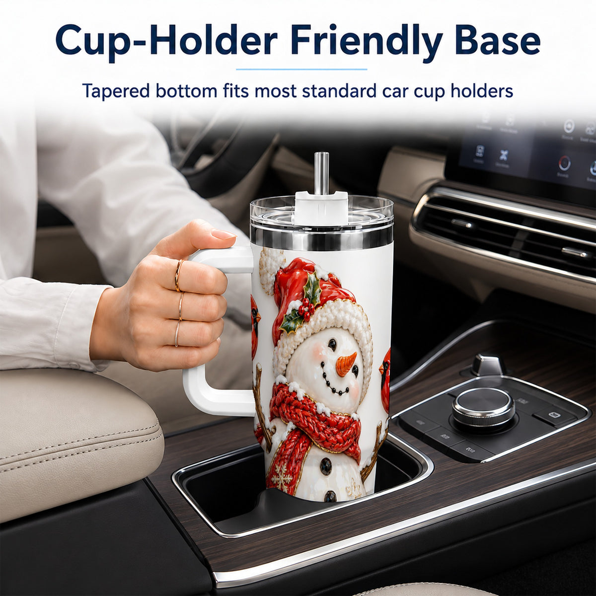 Holiday Snowman 40oz Tumbler, Cardinal Stainless Steel Travel Cup