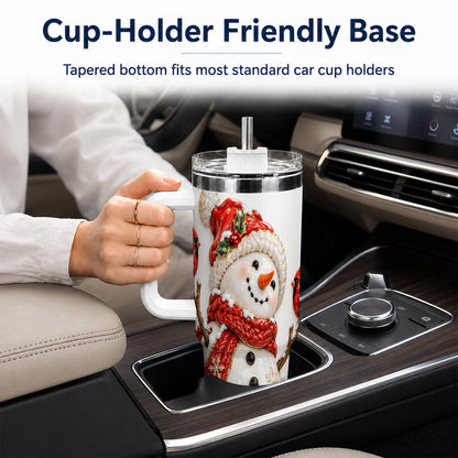 Holiday Snowman 40oz Tumbler, Cardinal Stainless Steel Travel Cup