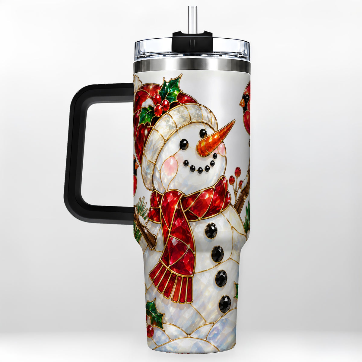 #pl[40oz|Black] Gemstone Snowman 40oz Tumbler, Cardinal Stainless Steel Travel Cup