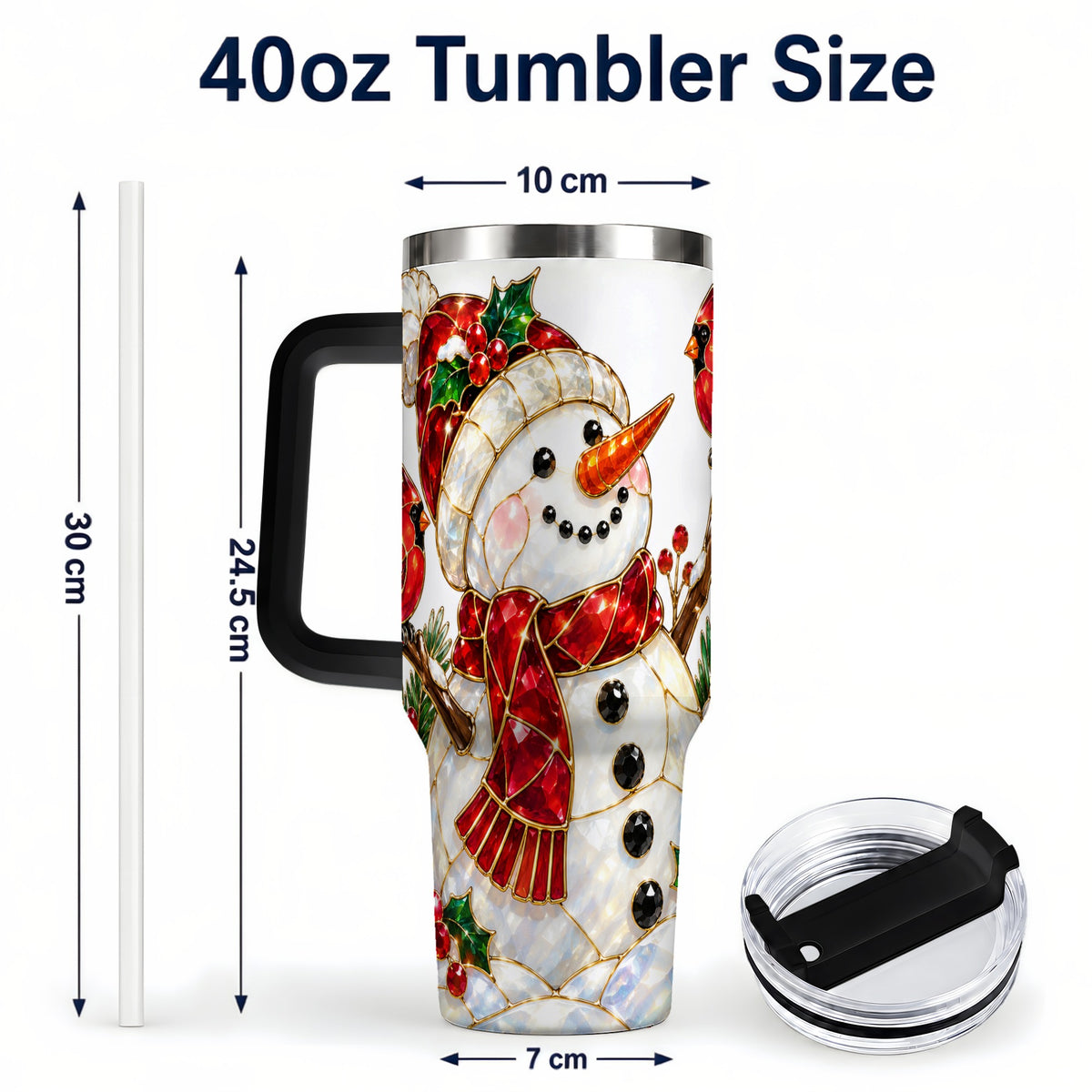#pl[40oz|Black] Gemstone Snowman 40oz Tumbler, Cardinal Stainless Steel Travel Cup