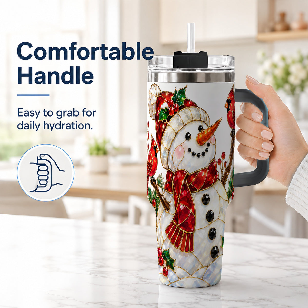 #pl[40oz|Black] Gemstone Snowman 40oz Tumbler, Cardinal Stainless Steel Travel Cup
