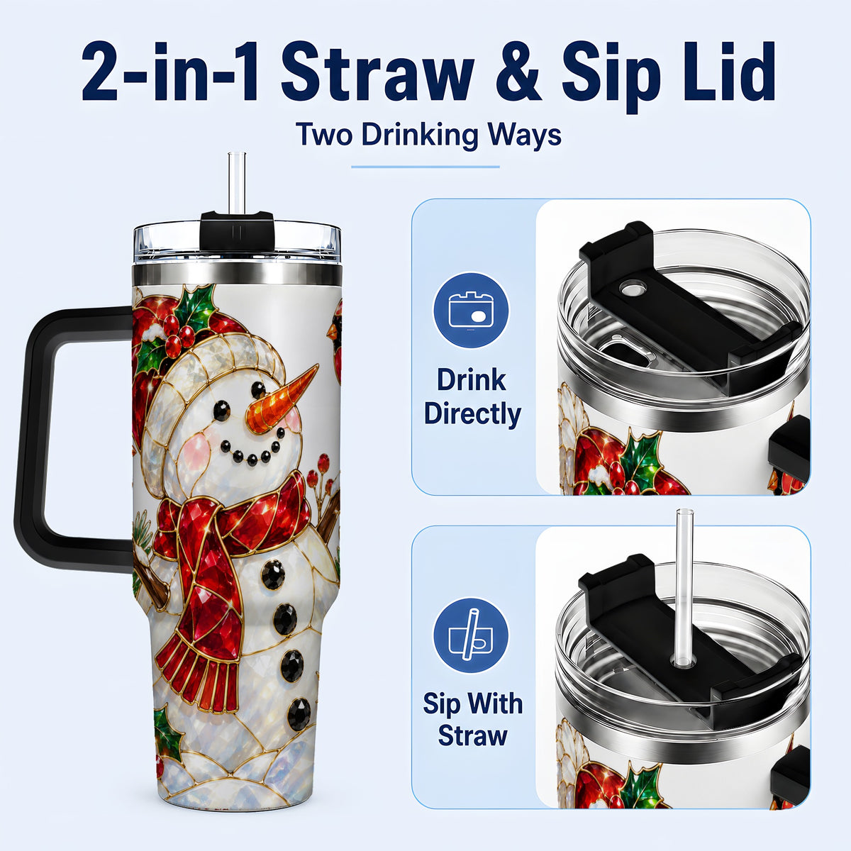 #pl[40oz|Black] Gemstone Snowman 40oz Tumbler, Cardinal Stainless Steel Travel Cup