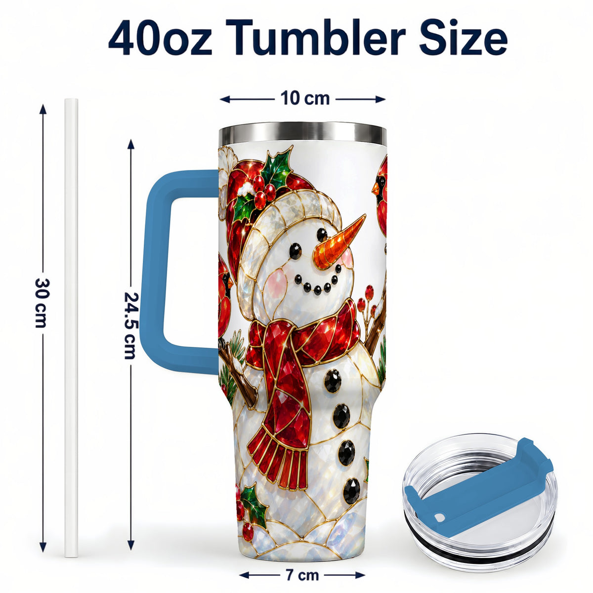 #pl[40oz|Blue] Gemstone Snowman 40oz Tumbler, Cardinal Stainless Steel Travel Cup