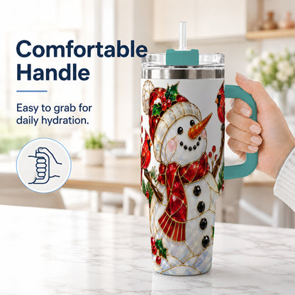 #pl[40oz|Green] Gemstone Snowman 40oz Tumbler, Cardinal Stainless Steel Travel Cup