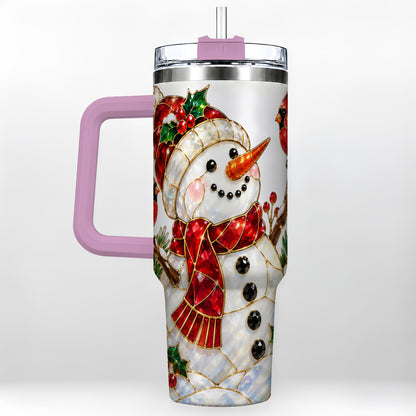 #pl[40oz|Pink] Gemstone Snowman 40oz Tumbler, Cardinal Stainless Steel Travel Cup