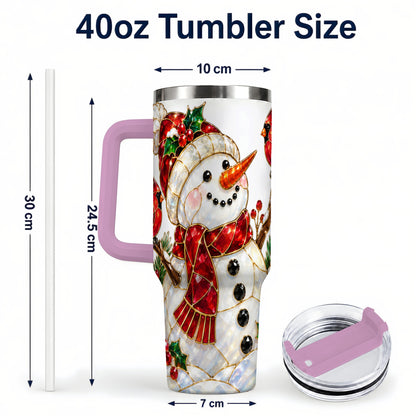 #pl[40oz|Pink] Gemstone Snowman 40oz Tumbler, Cardinal Stainless Steel Travel Cup